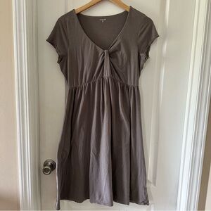 Garnet Hill V neck midi dress charcoal gray